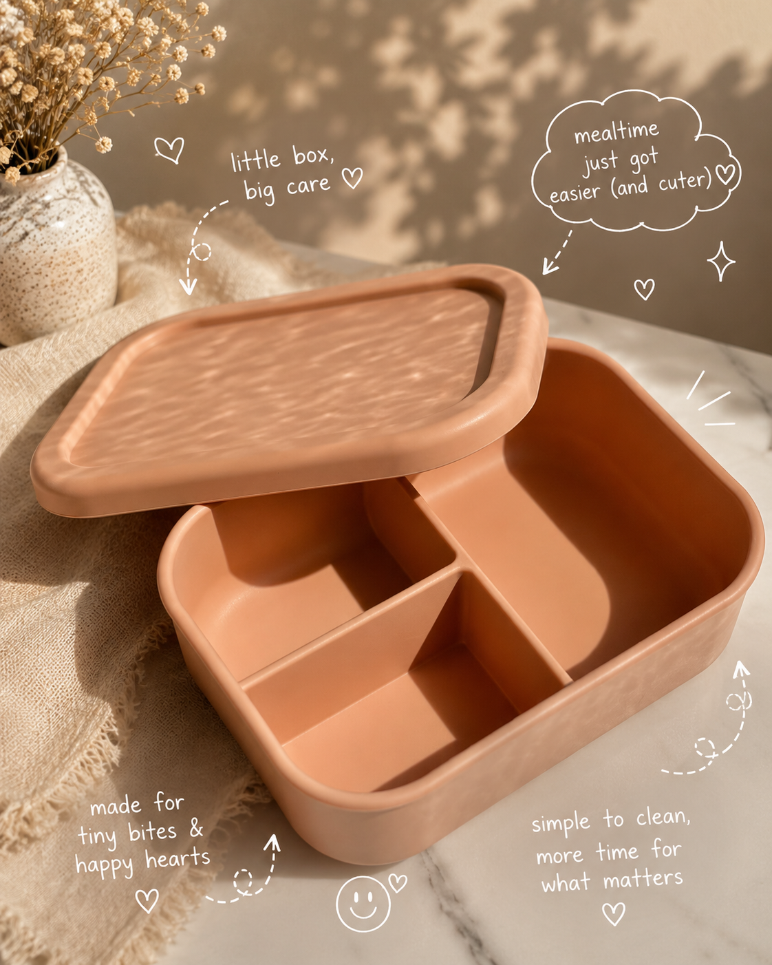 Silicone Lunch Box with 3 Compartments | BPA-Free Food Container