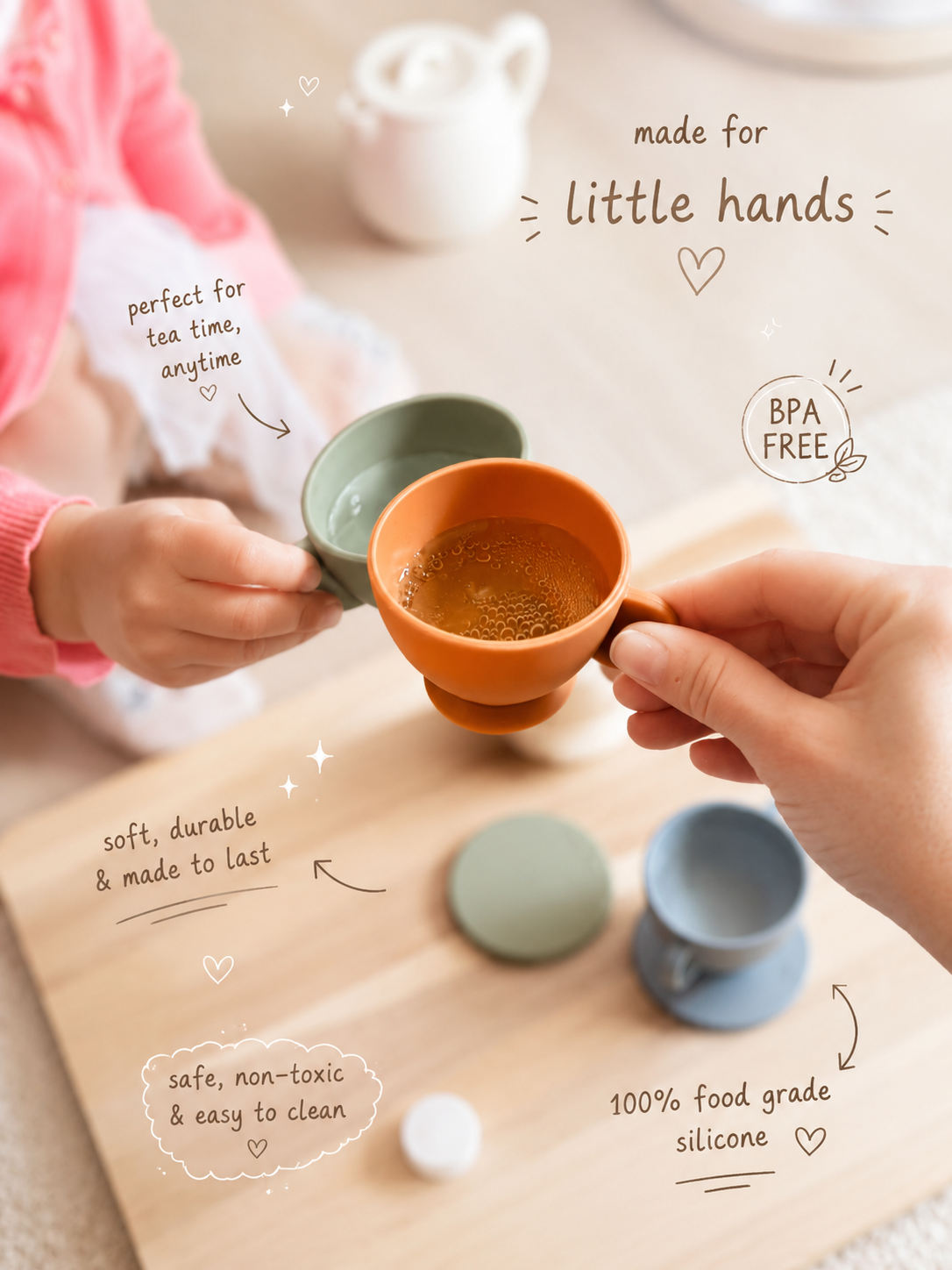Premium 12-Piece Silicone Tea Set | BPA-Free Pretend Play Toy