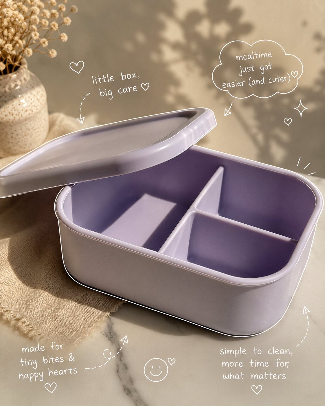 Silicone Lunch Box with 3 Compartments | BPA-Free Food Container