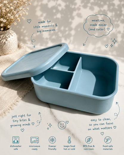 Silicone Lunch Box with 3 Compartments | BPA-Free Food Container