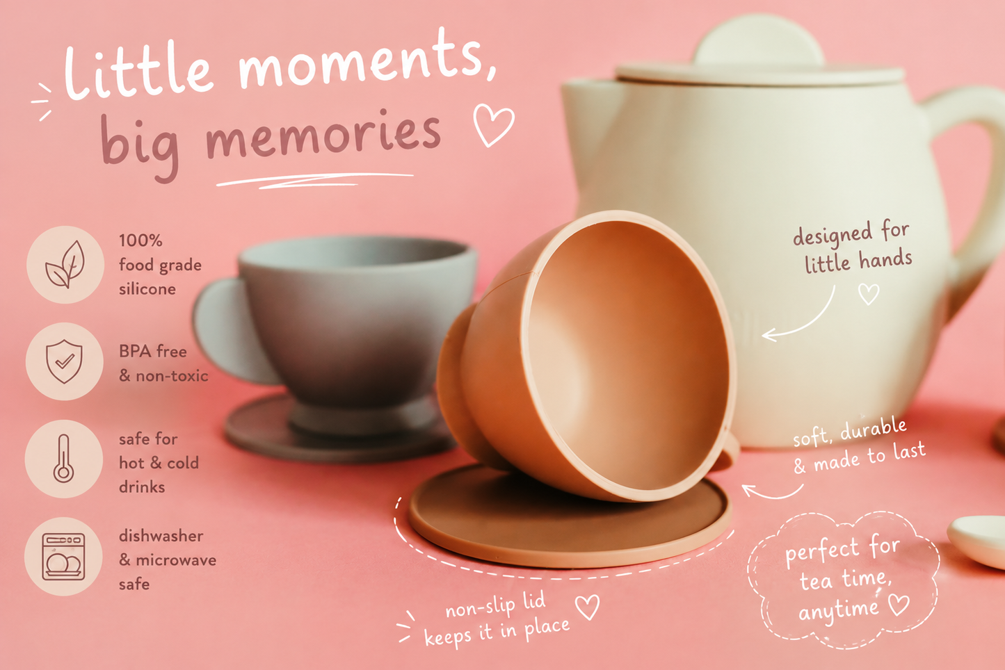 Premium 12-Piece Silicone Tea Set | BPA-Free Pretend Play Toy