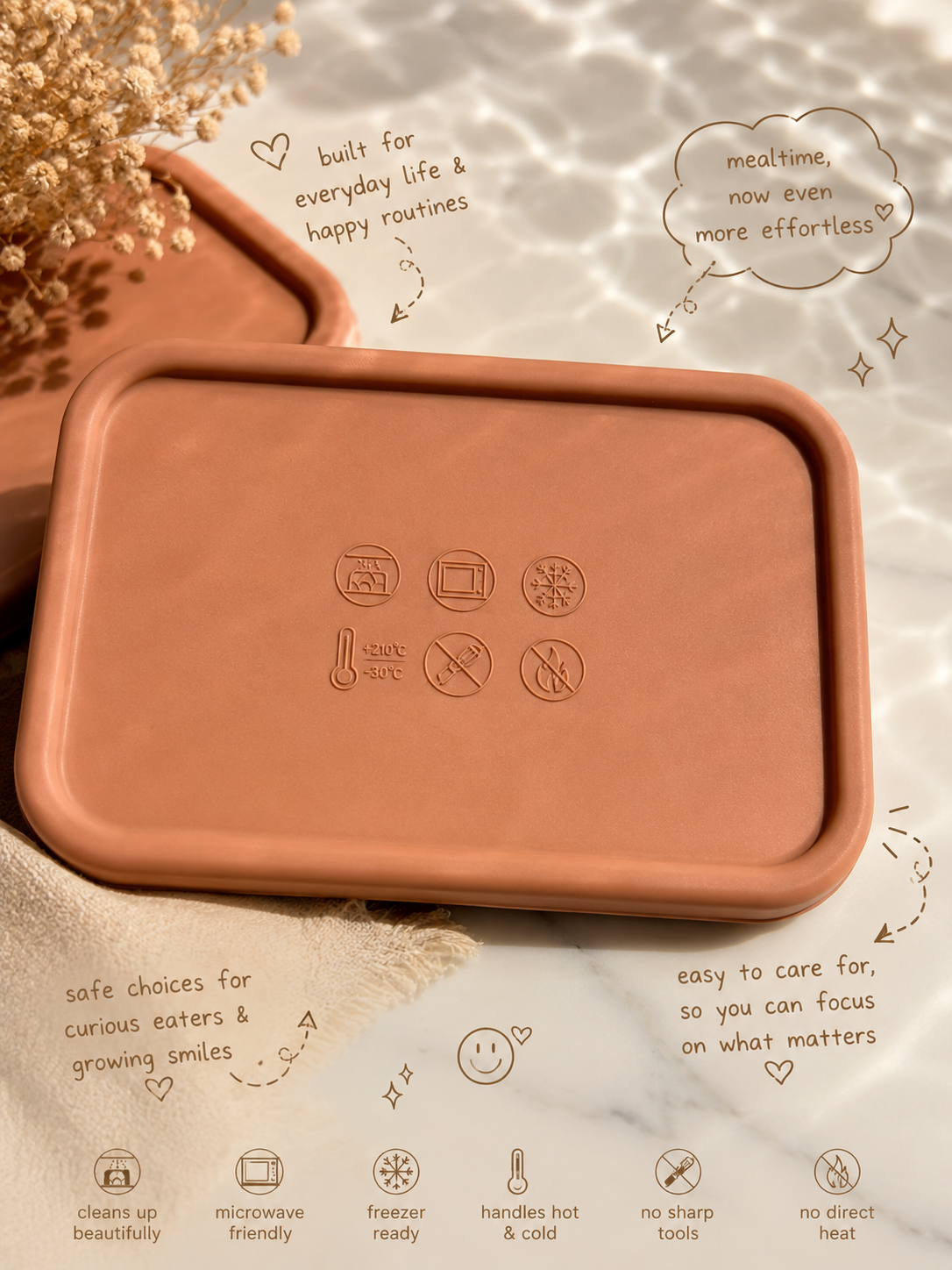 Silicone Lunch Box with 3 Compartments | BPA-Free Food Container