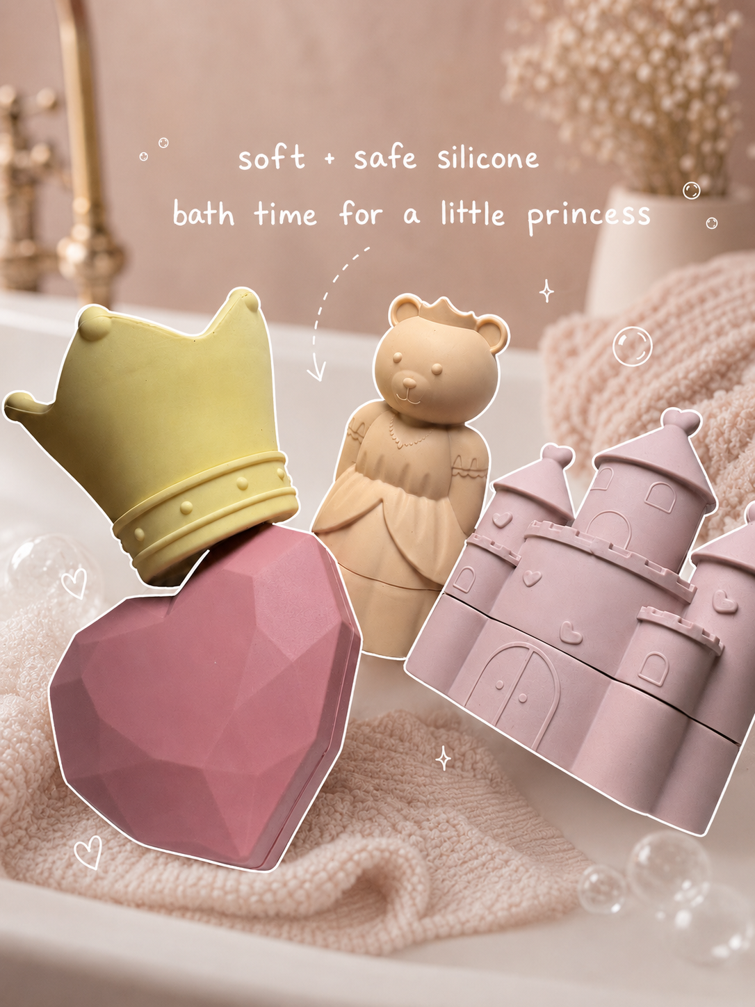 Silicone Princess Bath Toy Set for Kids | Silikids UK