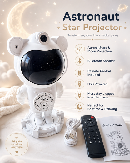🌙✨ Astronaut Star &amp; Moon Light Projector