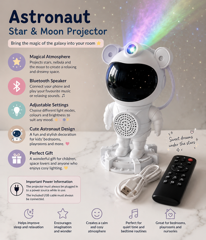 🌙✨ Astronaut Star &amp; Moon Light Projector