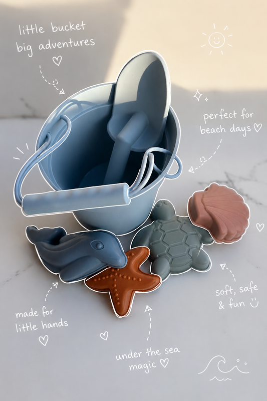 Premium Blue Silicone Beach & Bath Play Set | Foldable, BPA-Free