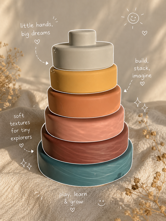 Silicone Stacking Tower Toy for Babies & Toddlers